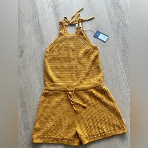 NWT Universal Thread Crochet Tie Front Romper - Yellow - Size XS